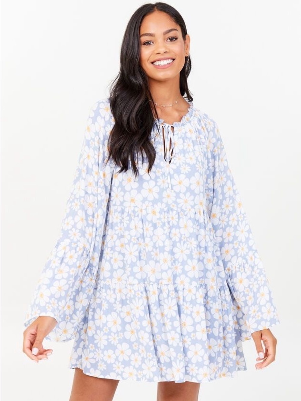 ALTAR’D STATE Floral Bell Sleeve Mini Dress